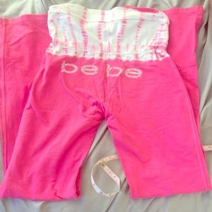 BEBE Rhinestone Tie Die Work Out Pants Sz M